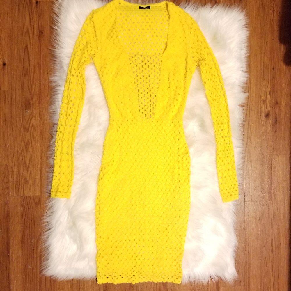 Va Va Voom Dress Yellow mesh